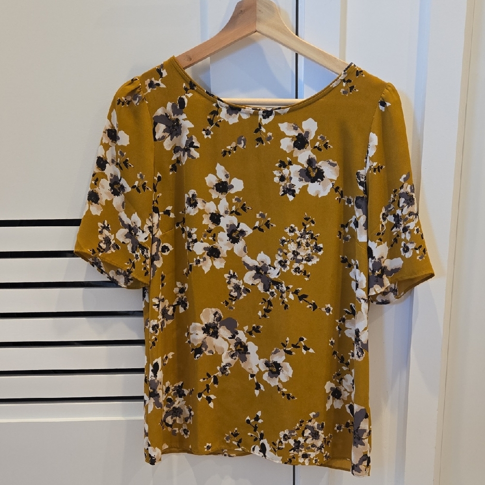 Ann Taylor Yellow Floral Blouse